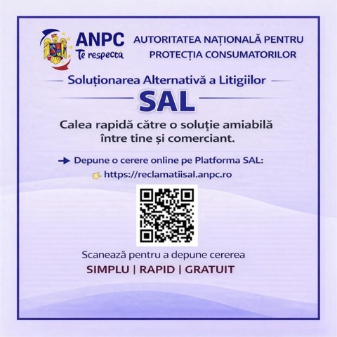 ANPC – Soluționarea Alternativă a Litigiilor (SAL): depune o cerere online pe reclamatiisal.anpc.ro